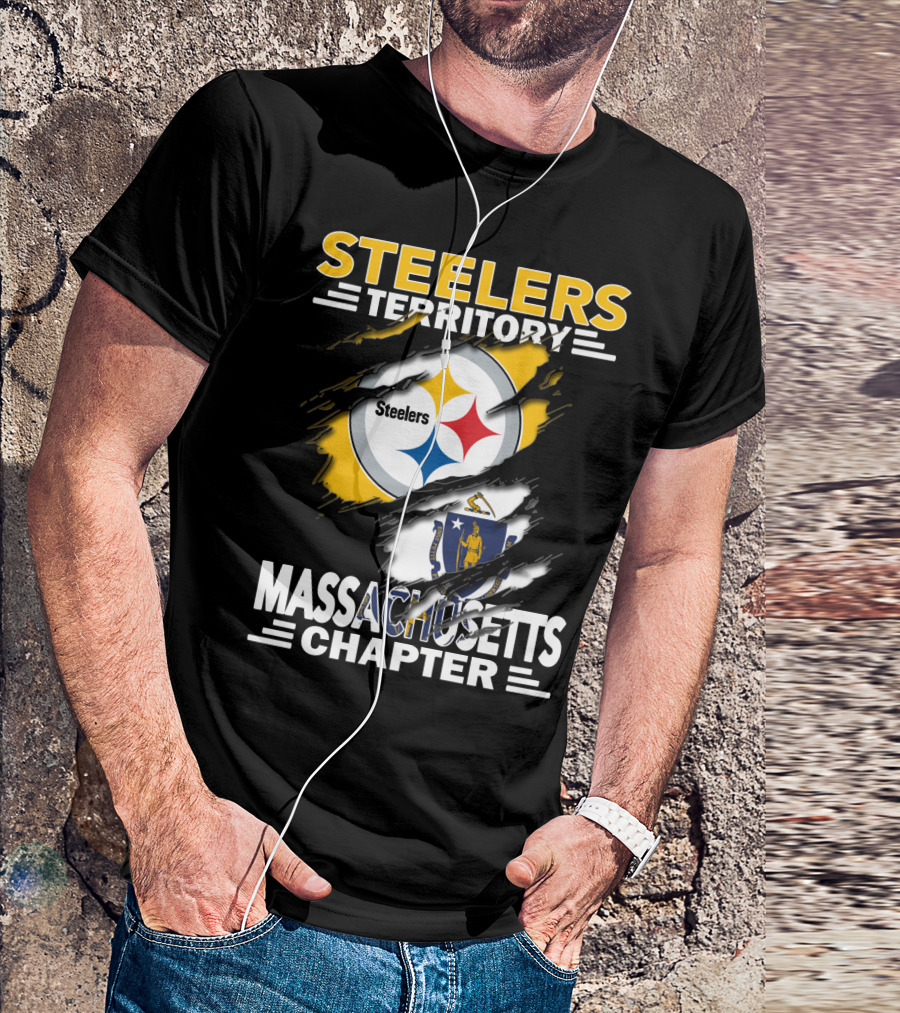 Steelers Territory Massachusetts Chapter Logo With Massachusetts Flag And Steelers Emblem T-Shirt