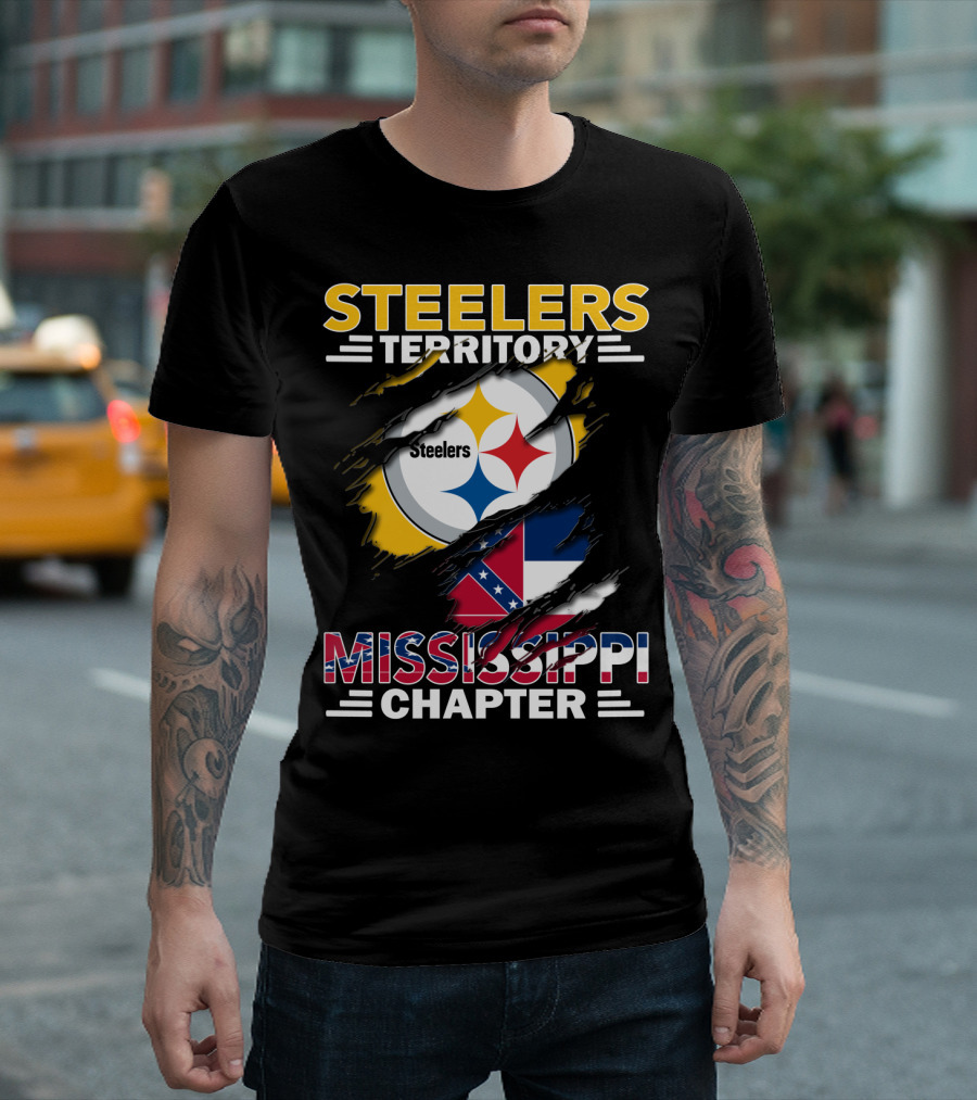 Steelers Territory Mississippi Chapter Steel Logo and Flag T-Shirt