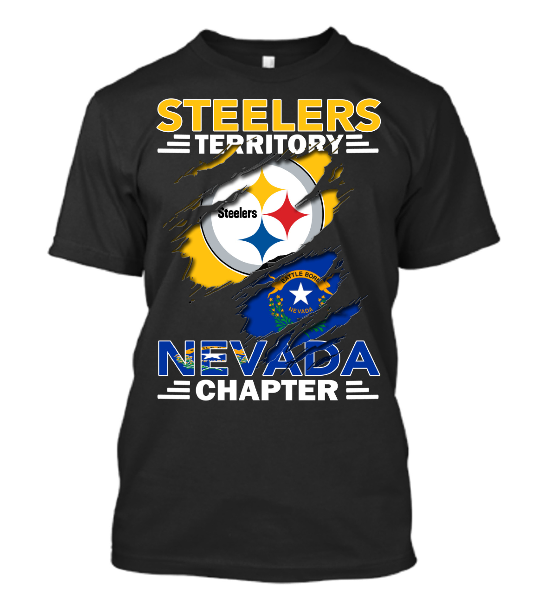 Steelers Territory Nevada Chapter Battle Born Flag Tribute T-Shirt