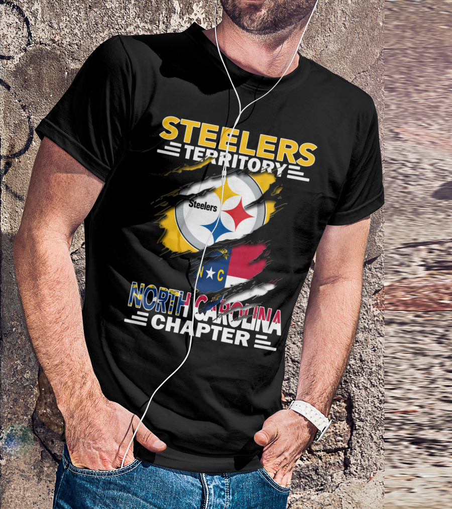 Steelers Territory North Carolina Chapter Steelers Logo And North Carolina Flag T-Shirt