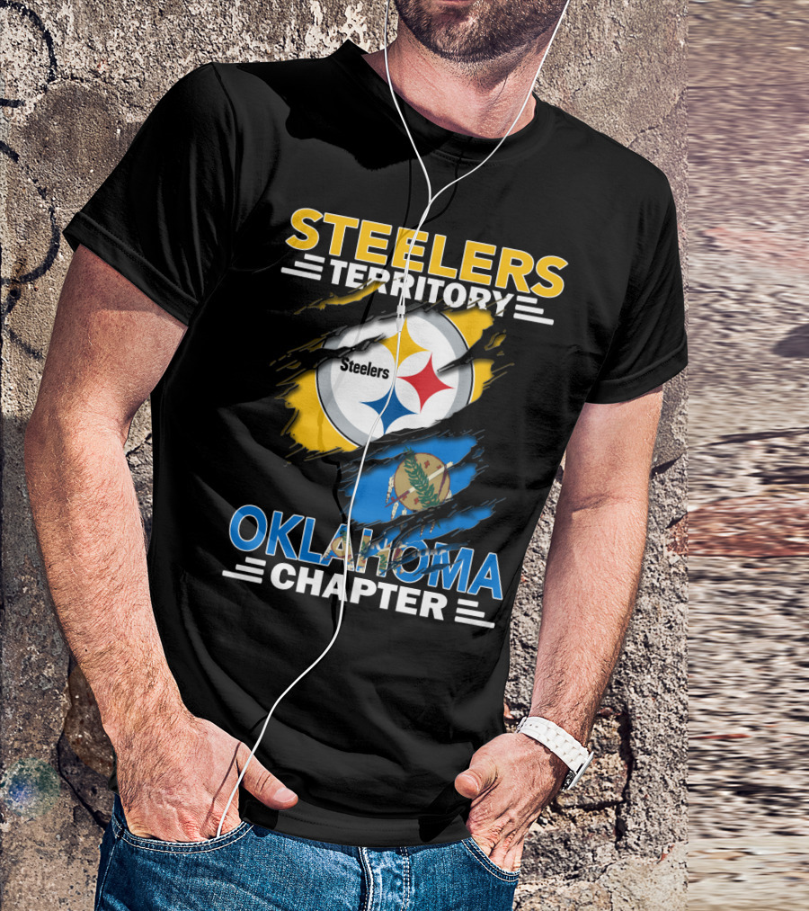 Steelers Territory Oklahoma Chapter Logo With State Flag T-Shirt