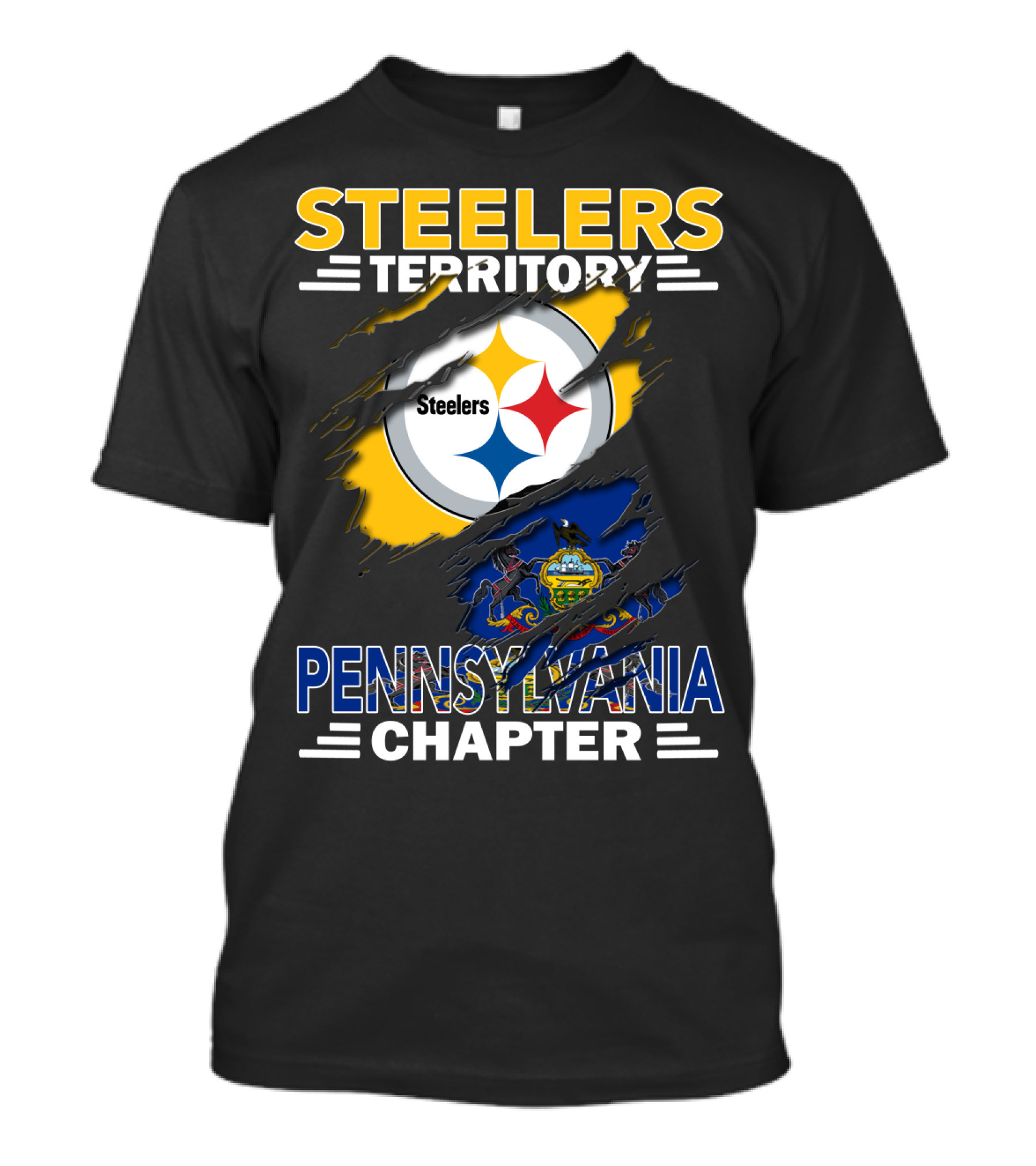 Steelers Territory Pennsylvania Chapter Steelers Logo State Flag T-Shirt