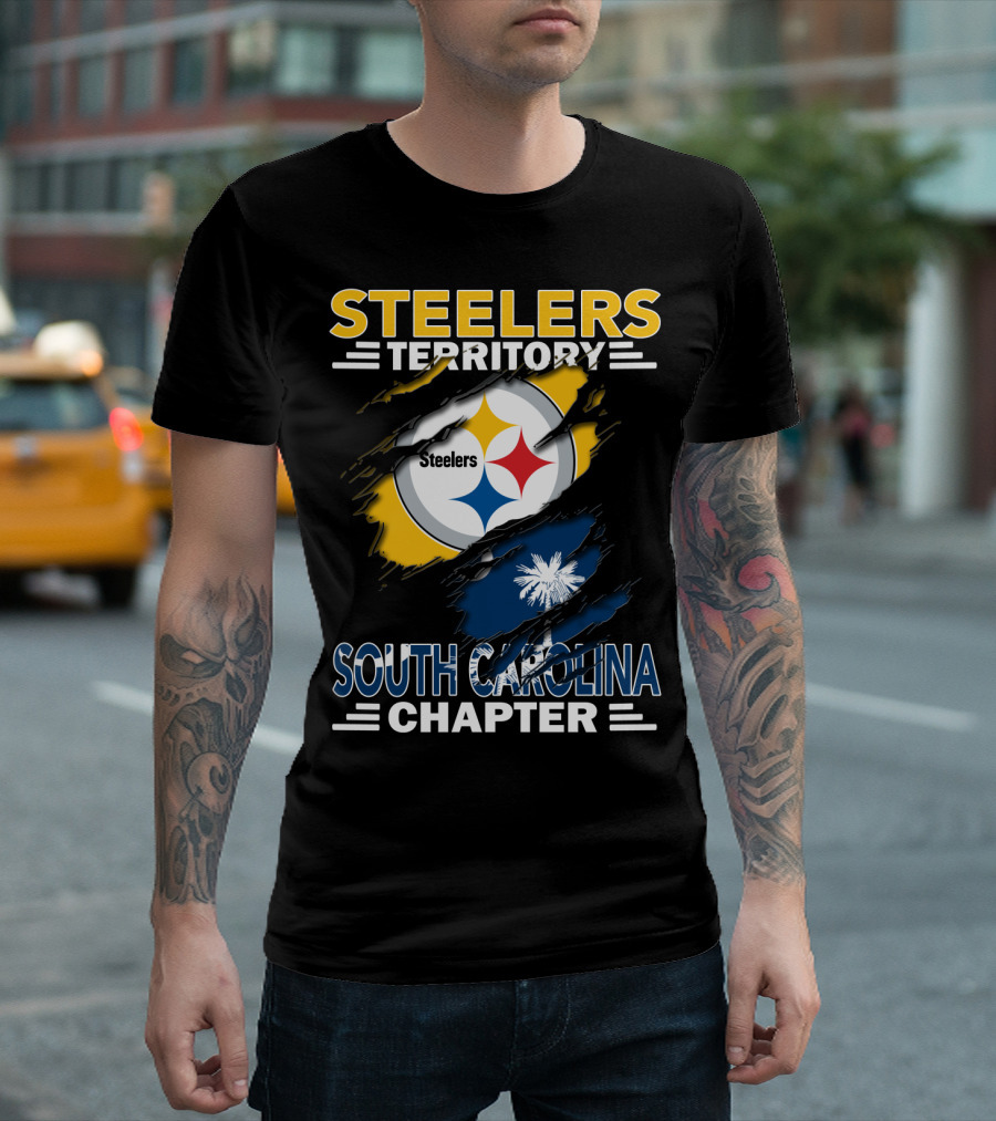 Steelers Territory South Carolina Chapter Steelers Logo Palmetto Flag T-Shirt