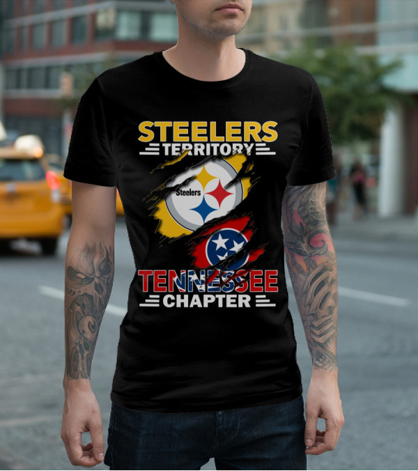 Steelers Territory Tennessee Chapter Steelers Logo Tennessee Flag T-Shirt