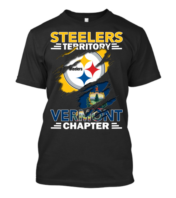 Steelers Territory Vermont Chapter Steelers Logo And Vermont Flag T-Shirt