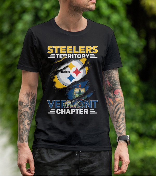 Steelers Territory Vermont Chapter Steelers Logo And Vermont Flag T-Shirt