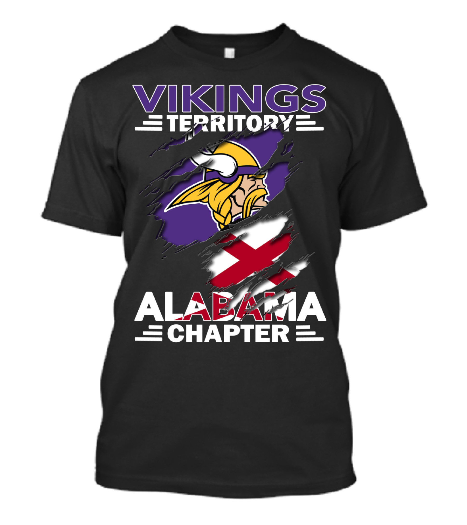 Vikings Territory Alabama Chapter Norse Warrior Emblem With Alabama State Flag T-Shirt