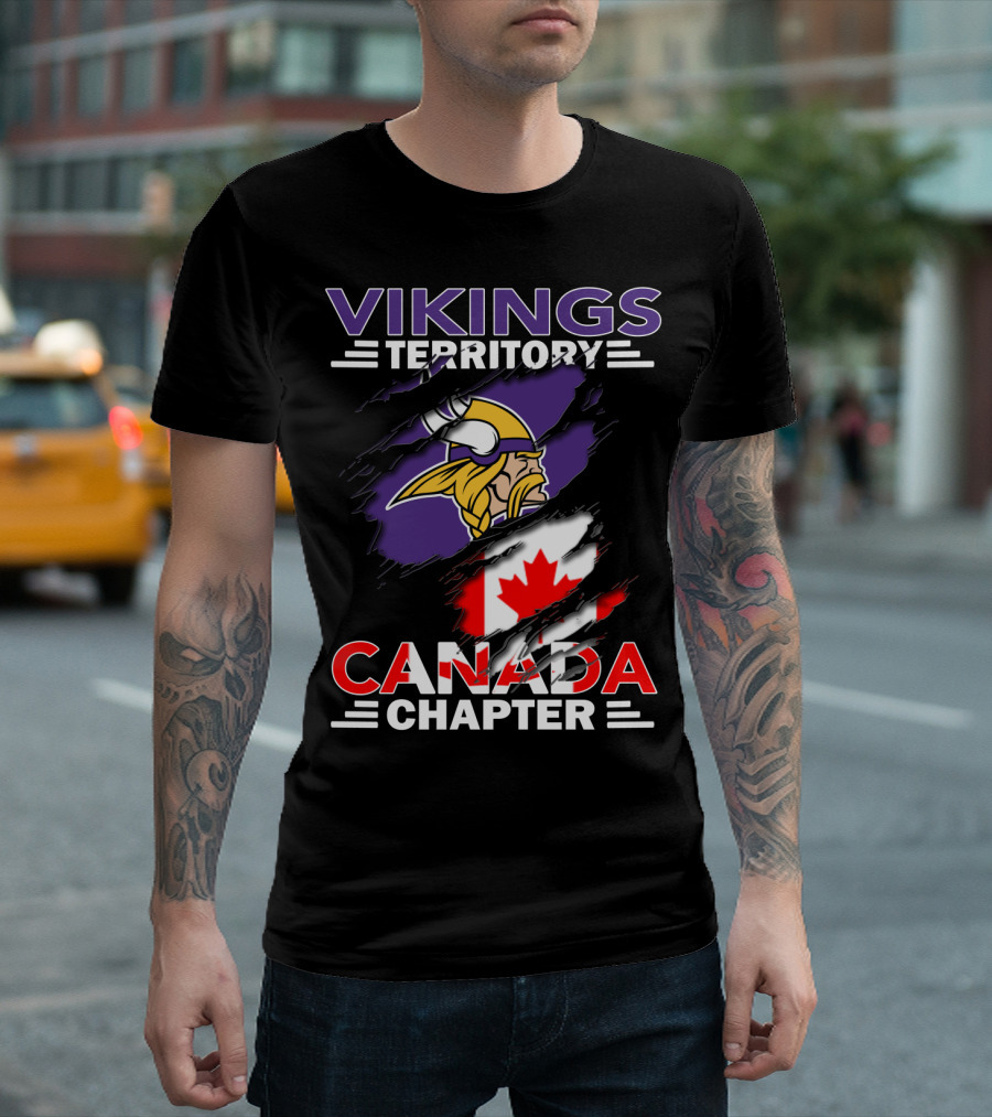 Vikings Territory Canada Chapter Canadian Flag and Viking Head T-Shirt