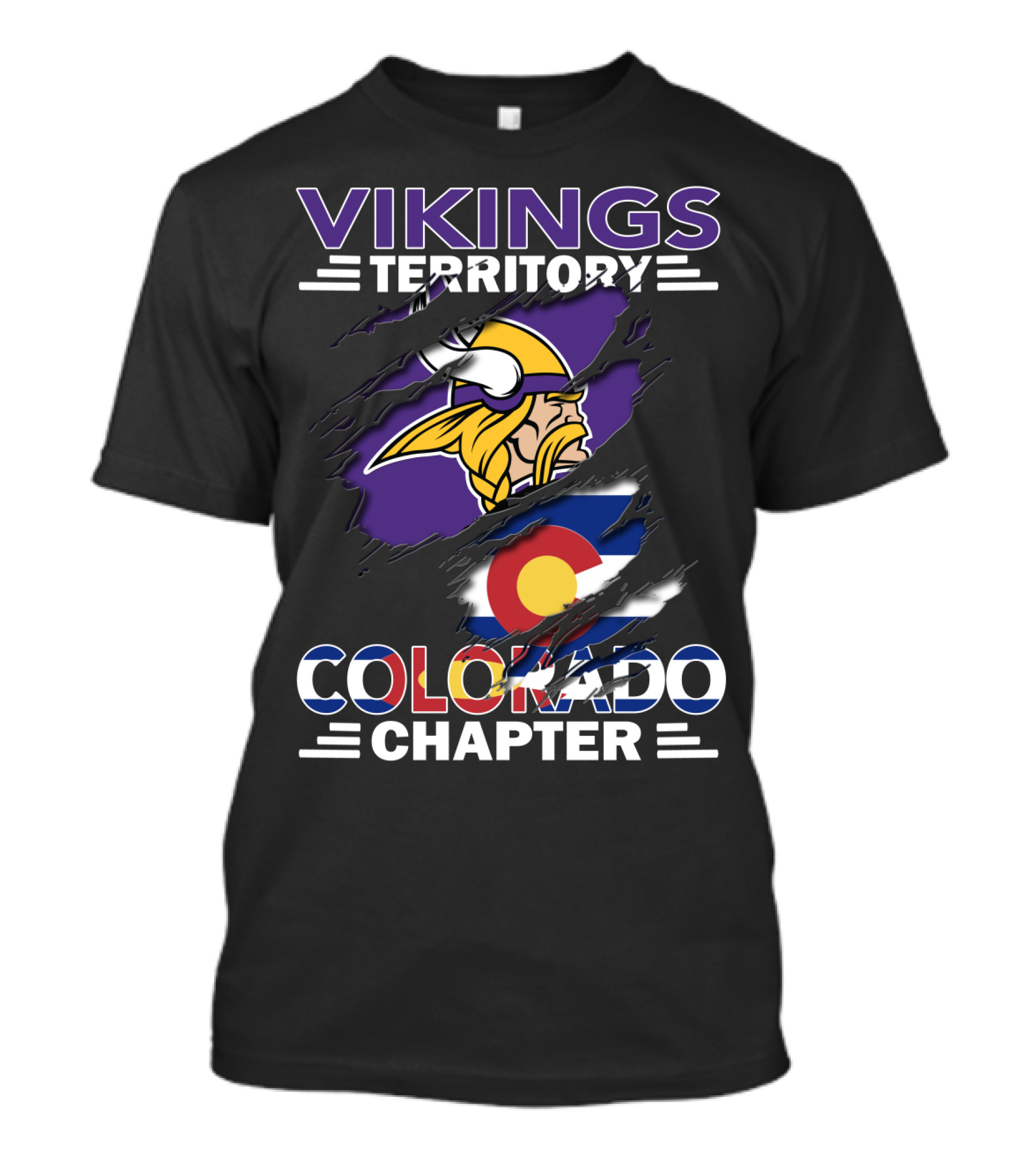 Vikings Territory Colorado Chapter Minnesota Norsemen Football Fan Club T-Shirt