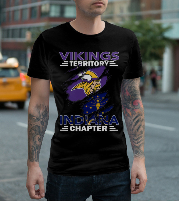 Vikings Territory Indiana Chapter Viking Helmet Indiana Flag T-Shirt