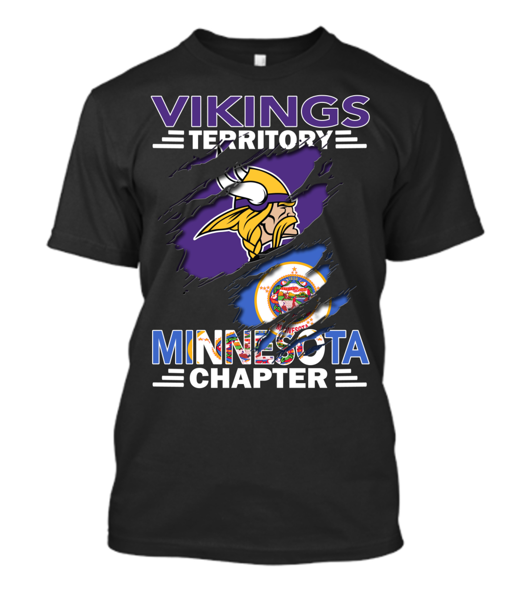 Vikings Territory Minnesota Chapter NFL Fan Logo With State Emblem T-Shirt