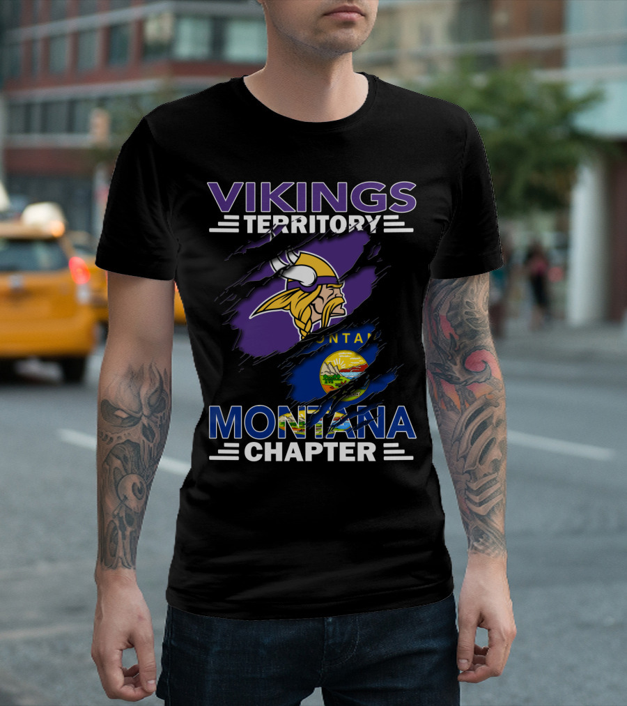 Vikings Territory Montana Chapter NFL Fan Club Minnesota Football Flag Fusion T-Shirt