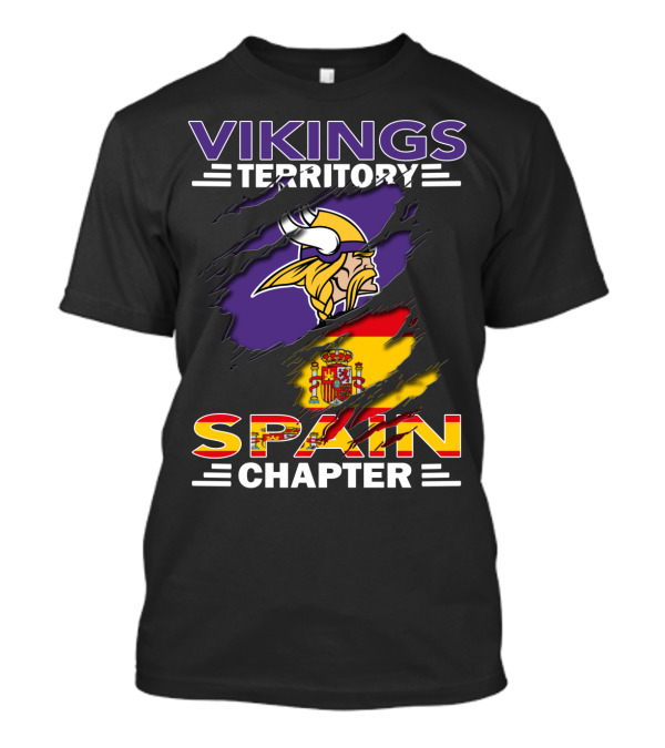 Vikings Territory Spain Chapter Vikings Logo Spain Flag T-Shirt