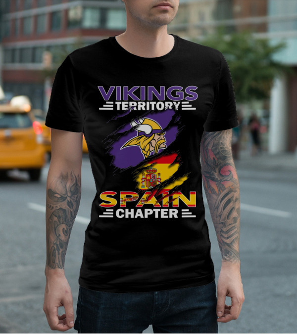 Vikings Territory Spain Chapter Vikings Logo Spain Flag T-Shirt