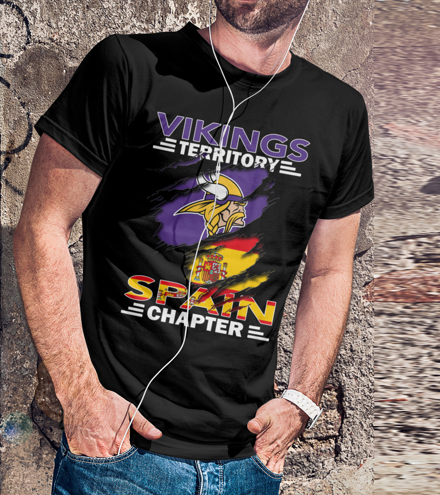 Vikings Territory Spain Chapter Vikings Logo Spain Flag T-Shirt