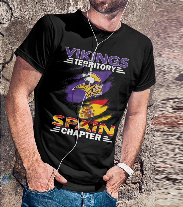 Vikings Territory Spain Chapter Vikings Logo Spain Flag T-Shirt