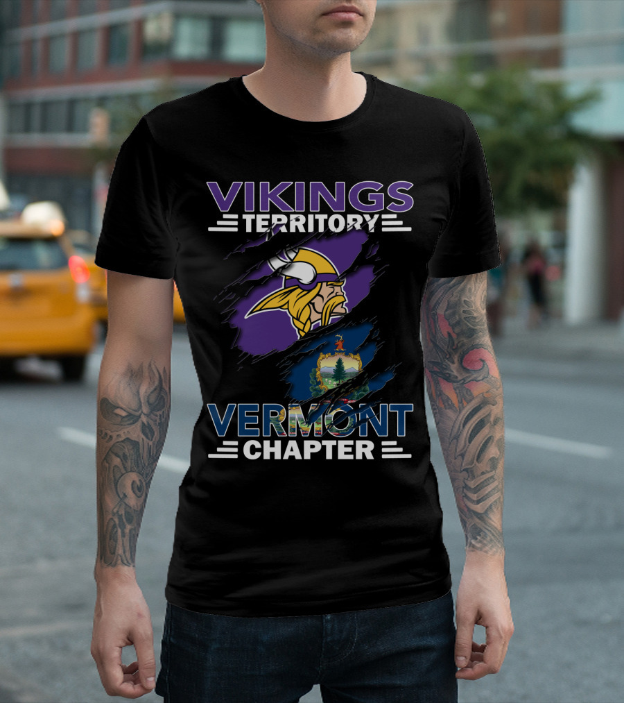 Vikings Territory Vermont Chapter Flag Slash T-Shirt