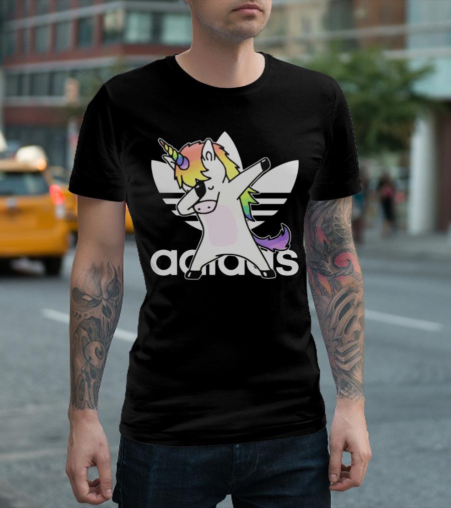 Unicorn Dabbing Adicolor Logo Rainbow Mane T-Shirt
