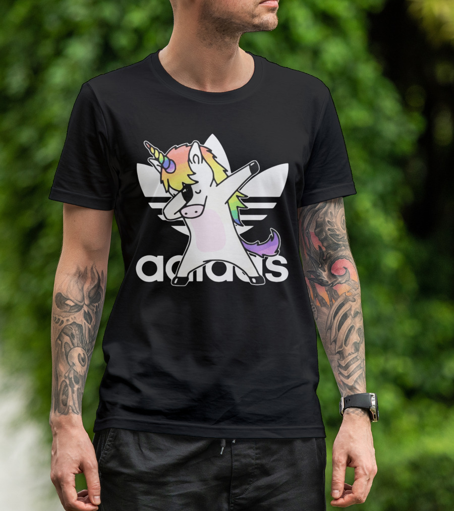 Unicorn Dabbing Adicolor Logo Rainbow Mane T-Shirt