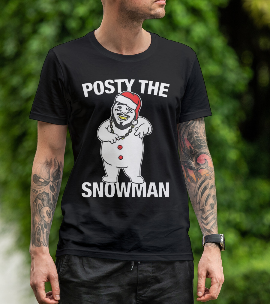 Merry Christmas Posty The Snowman Santa Malone T-Shirt