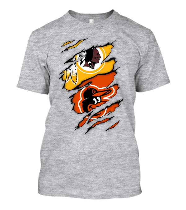 Washington Redskins Baltimore Orioles Torn Logo Layers T-Shirt
