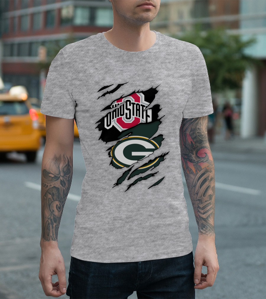 Ohio State Buckeyes Green Bay Packers Claw Rip T-Shirt