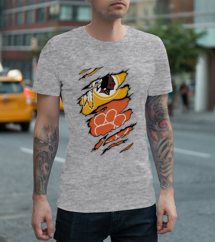 Washington Redskins Clemson Tigers Torn Claw Marks T-Shirt