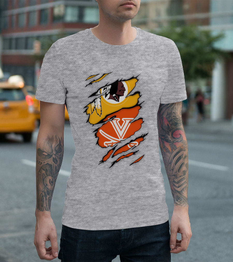 Virginia Cavaliers And Washington Redskins Torn T-Shirt