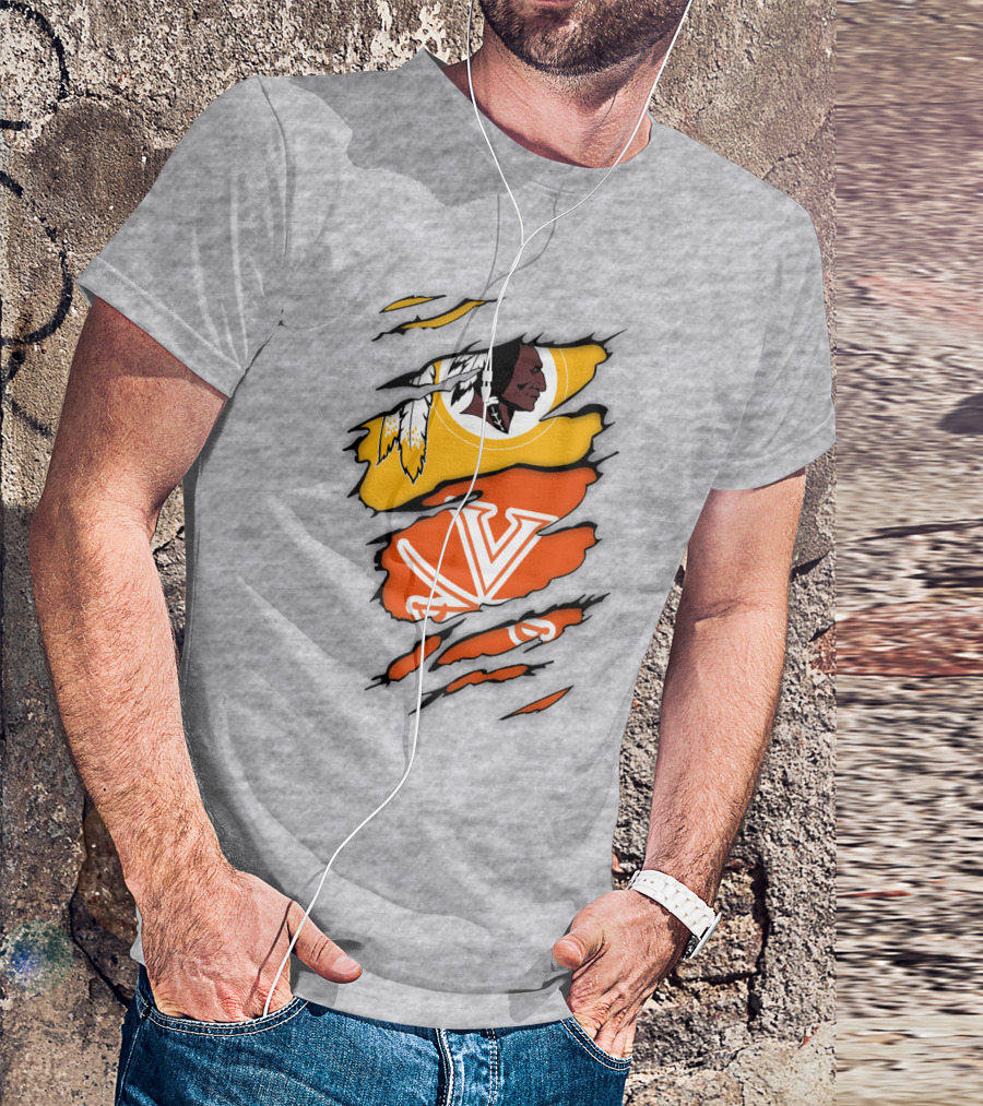 Virginia Cavaliers And Washington Redskins Torn T-Shirt
