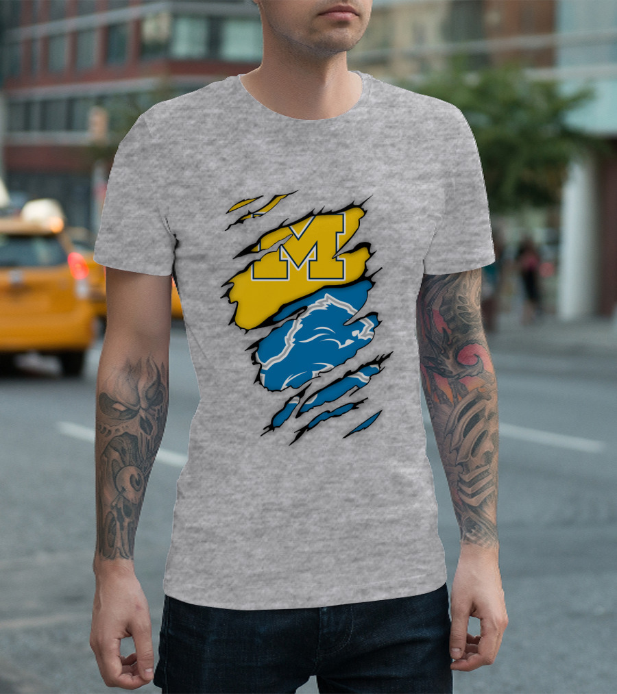 Michigan Wolverines Detroit Lions Crossover T-Shirt