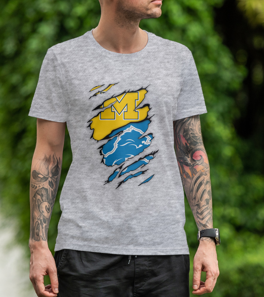 Michigan Wolverines Detroit Lions Crossover T-Shirt