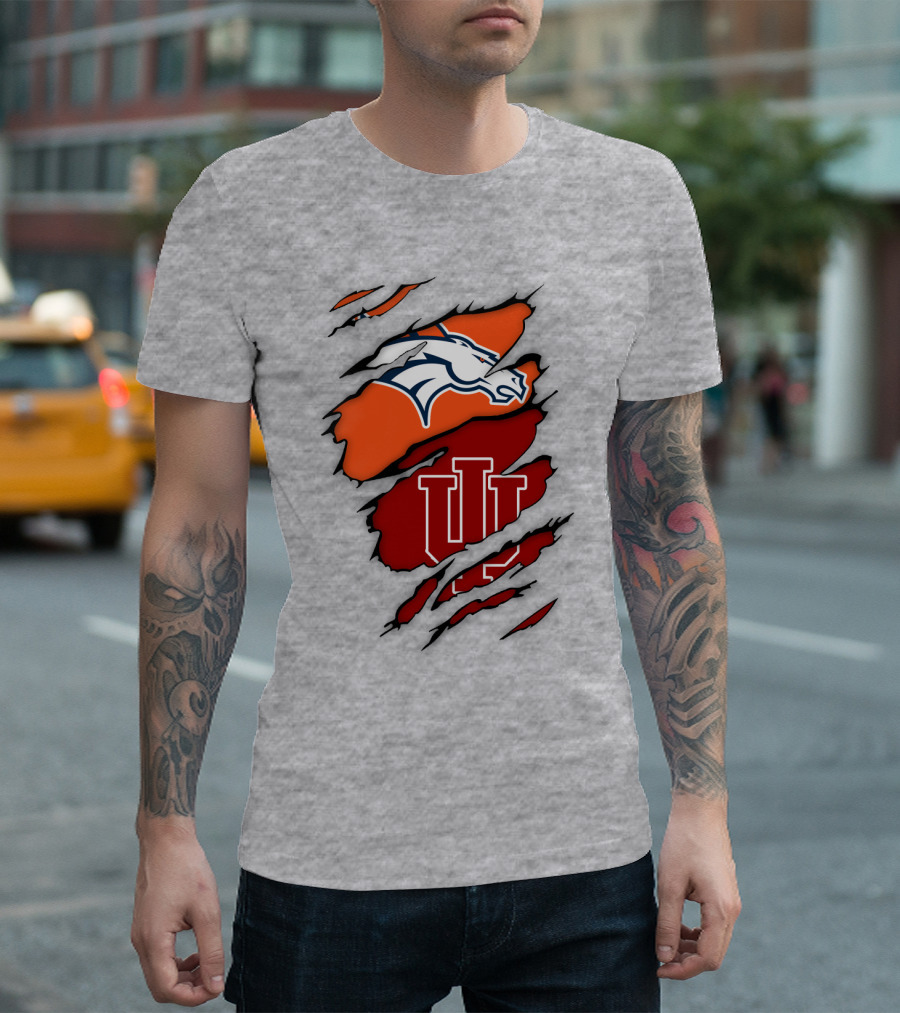 Denver Broncos Indiana Hoosiers Fan Crossover T-Shirt