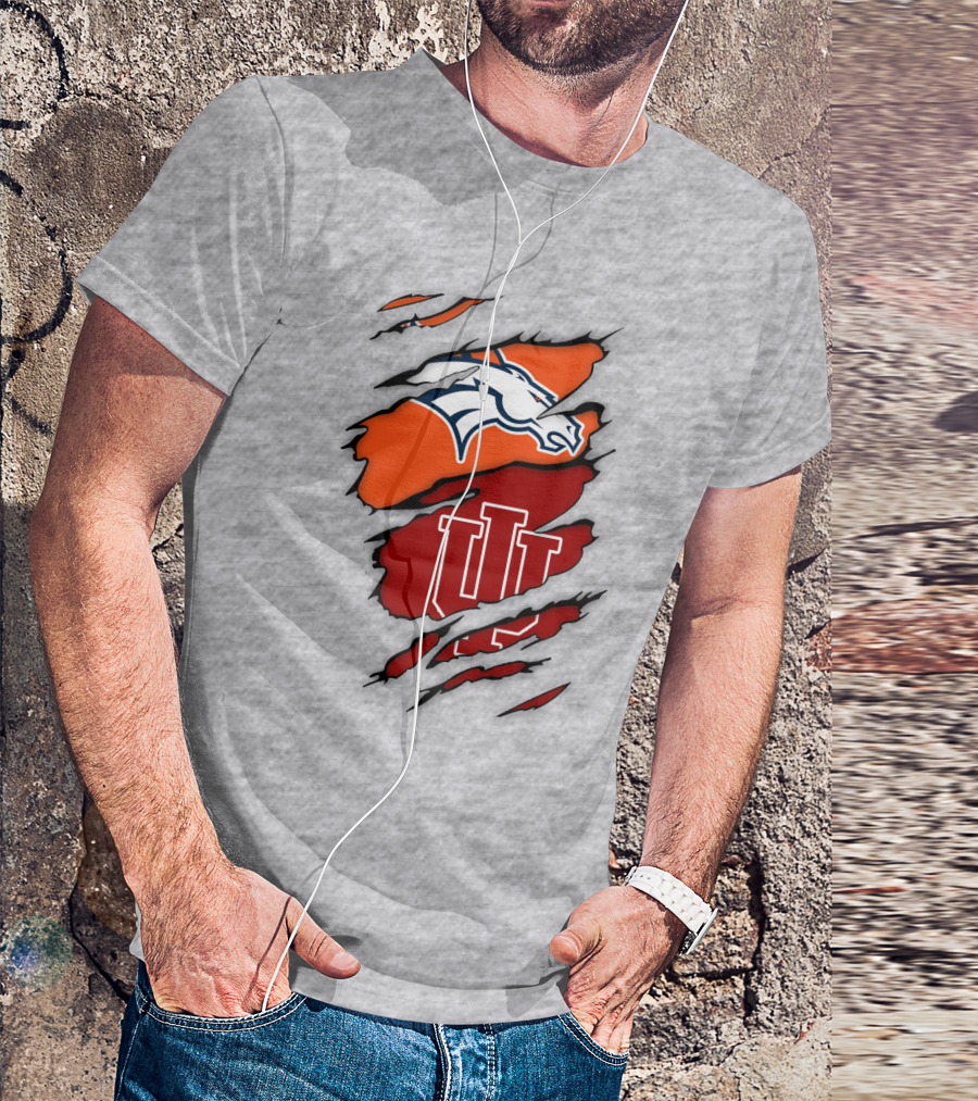 Denver Broncos Indiana Hoosiers Fan Crossover T-Shirt