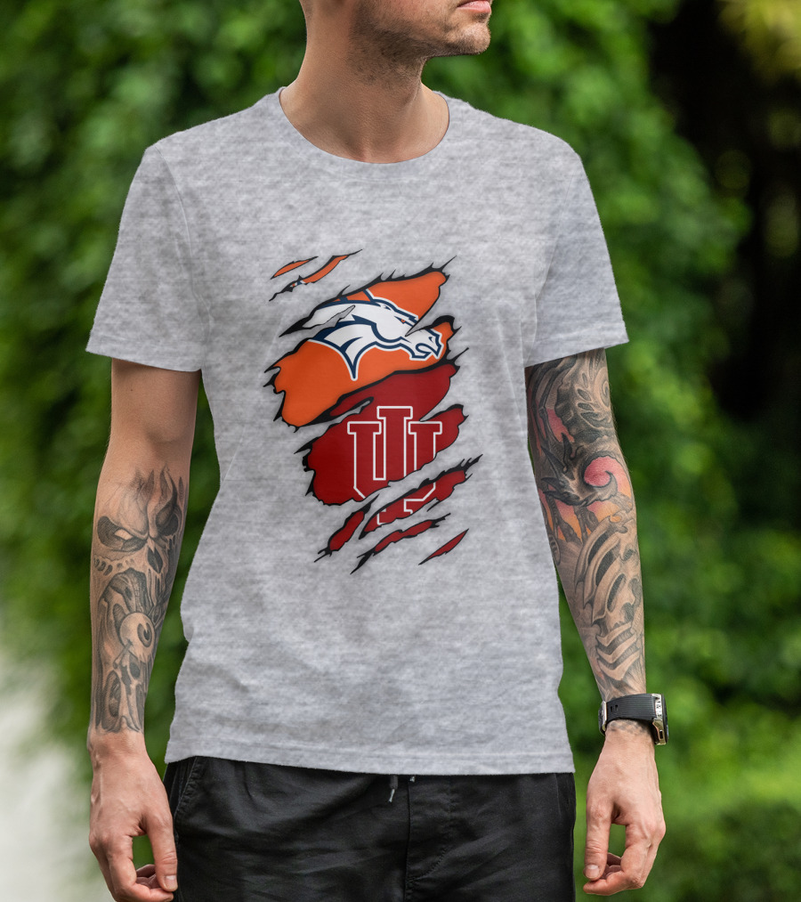 Denver Broncos Indiana Hoosiers Fan Crossover T-Shirt