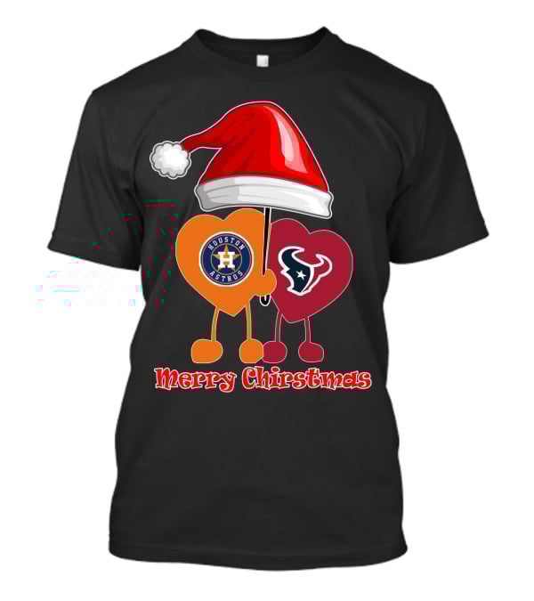 Houston Texans Houston Astros Merry Christmas Santa Hat T-Shirt