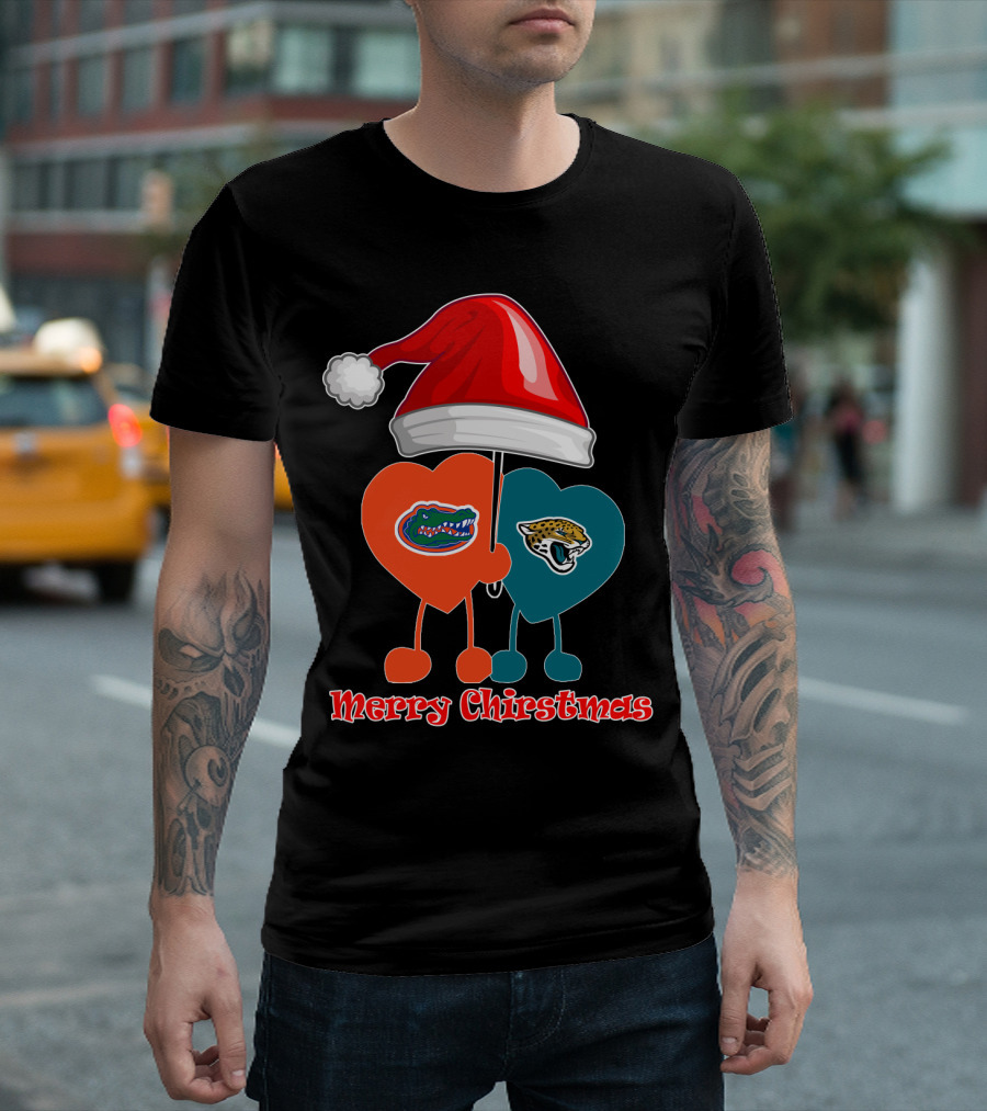 Florida Gators Jacksonville Jaguars Merry Christmas Santa Hat T-Shirt