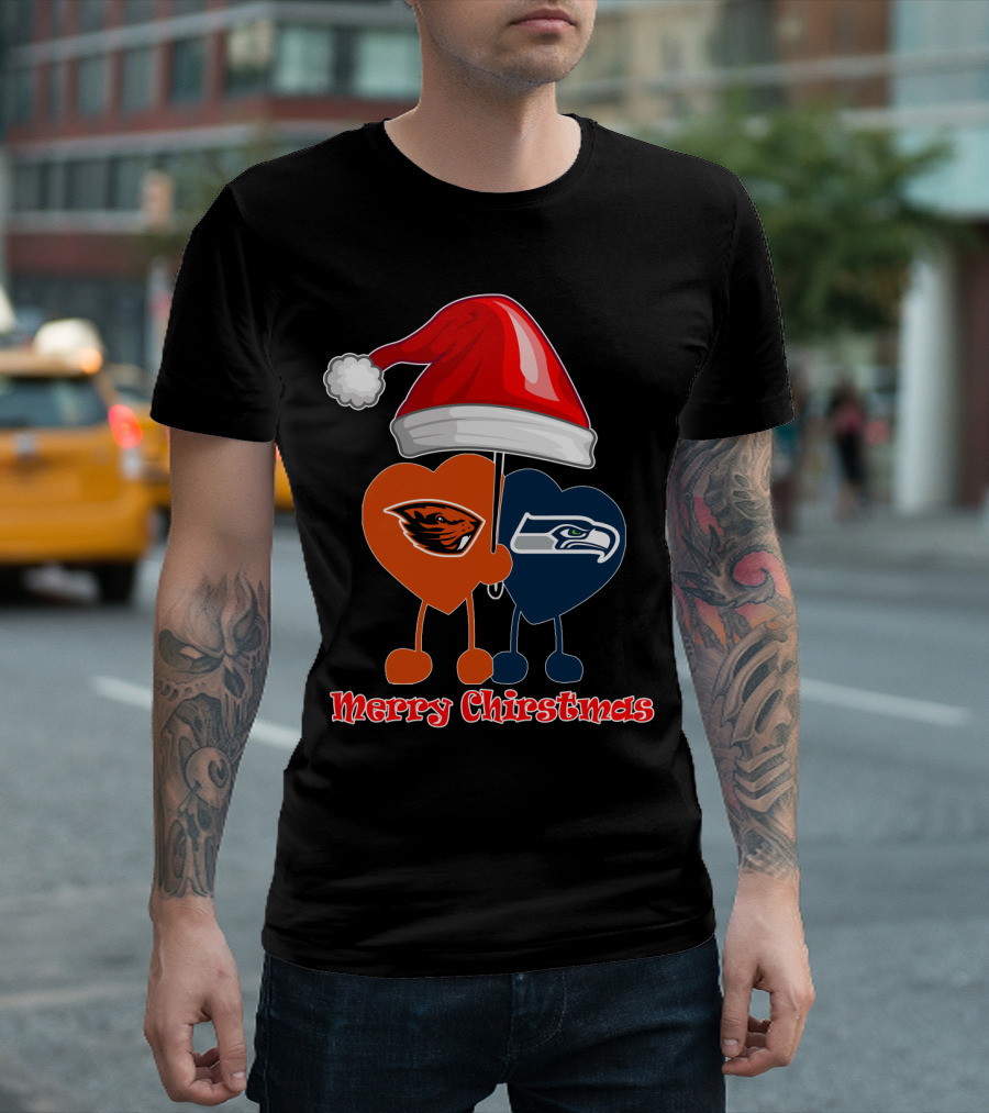 Merry Christmas Seattle Seahawks Oregon State T-Shirt