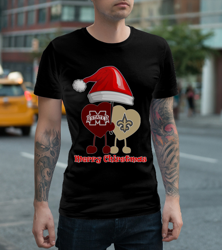 Merry Christmas New Orleans Saints Ms State T-Shirt