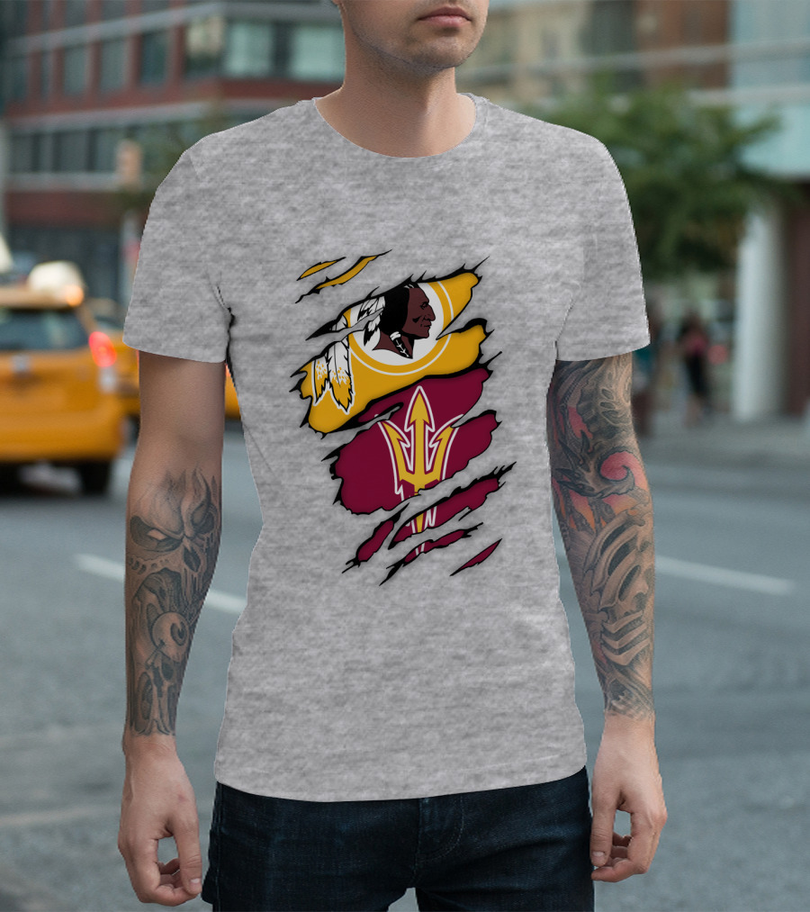 Washington Redskins Arizona State Sun Devils Logo Mashup T-Shirt
