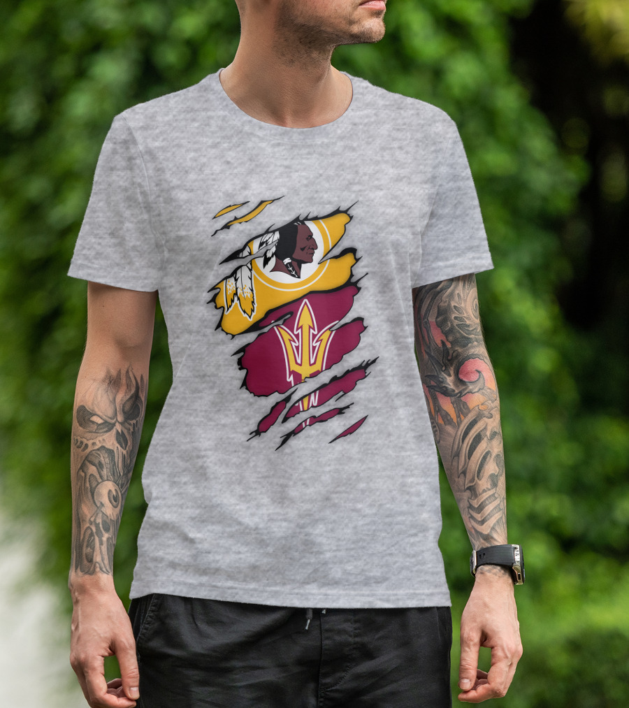 Washington Redskins Arizona State Sun Devils Logo Mashup T-Shirt
