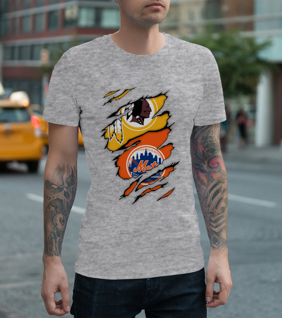 Washington Redskins New York Mets Broken Wall T-Shirt
