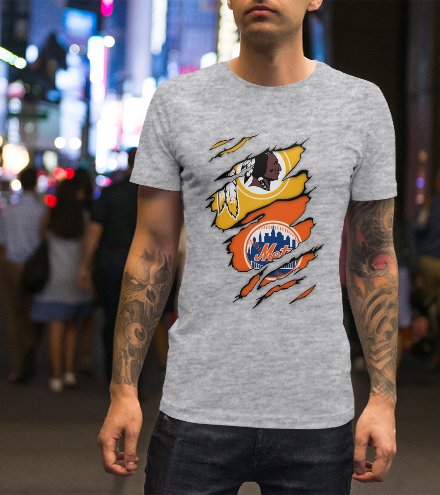 Washington Redskins New York Mets Broken Wall T-Shirt