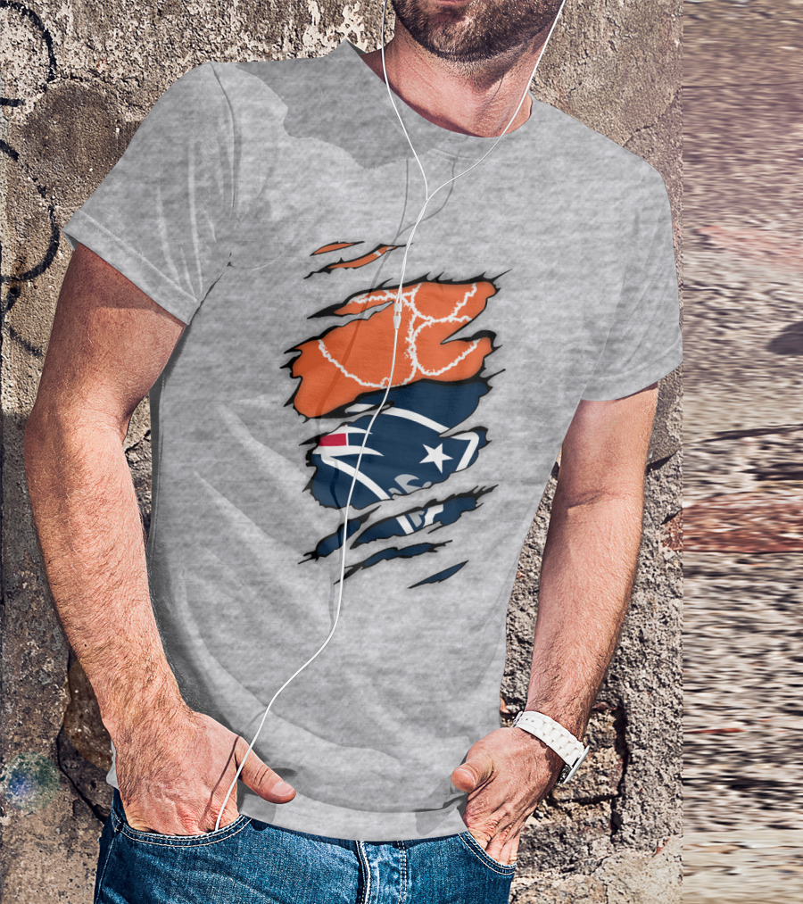 New England Patriots Clemson Football Claw Marks Logo Mashup T-Shirt
