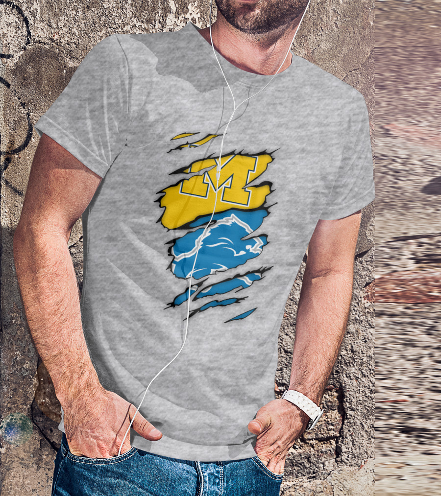 Detroit Loins Michigan M Wolverine Lion Claw Marks T-Shirt