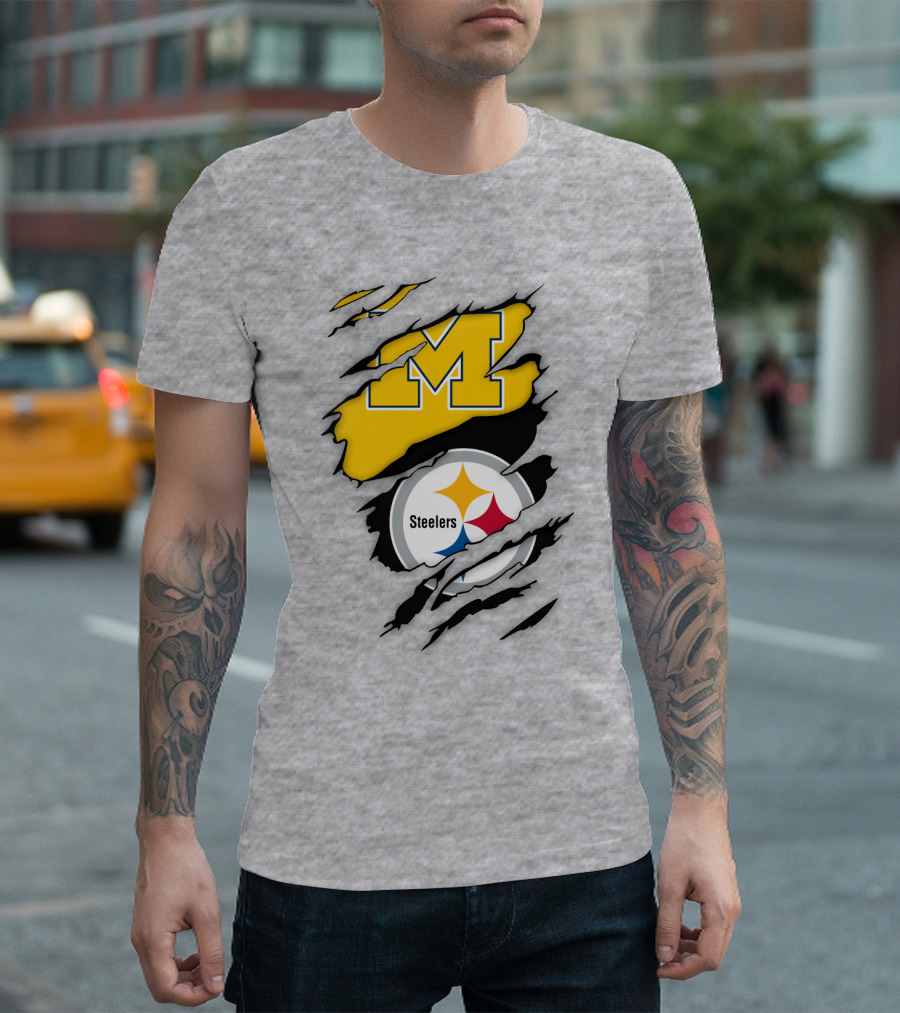 Pittsburgh Steelers Michigan Wolverines Collaboration T-Shirt