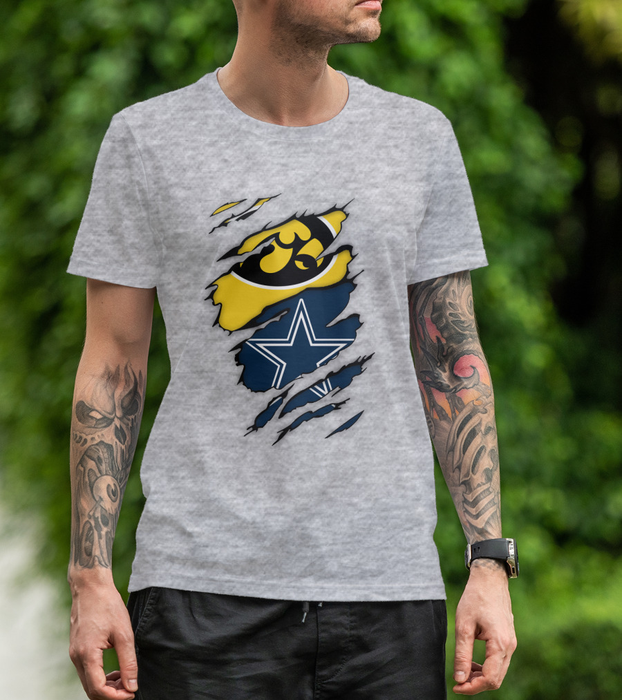 Dallas Cowboys Iowa Hawkeyes Fan Claw Marks T-Shirt