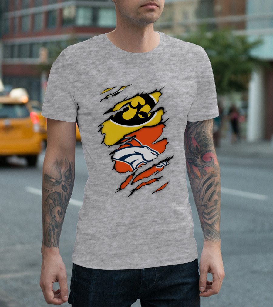 Iowa Hawkeyes Denver Broncos Fan Crossover T-Shirt