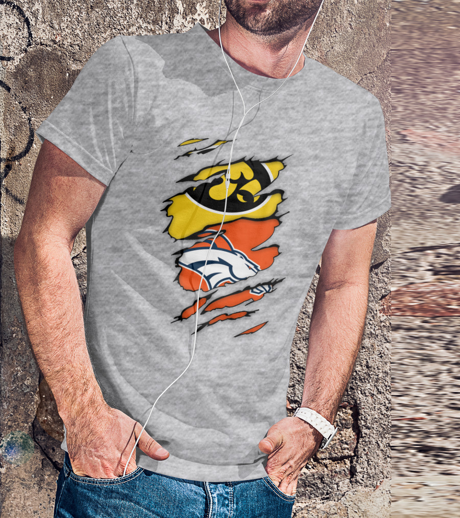 Iowa Hawkeyes Denver Broncos Fan Crossover T-Shirt