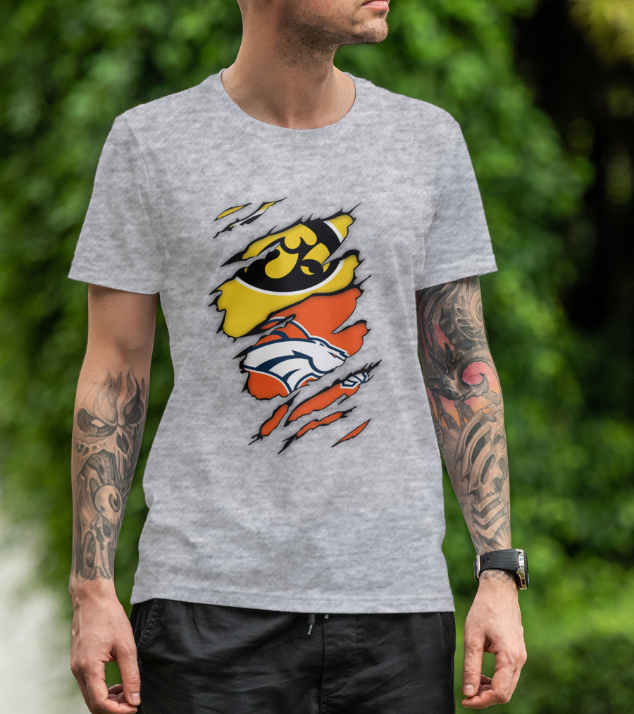 Iowa Hawkeyes Denver Broncos Fan Crossover T-Shirt