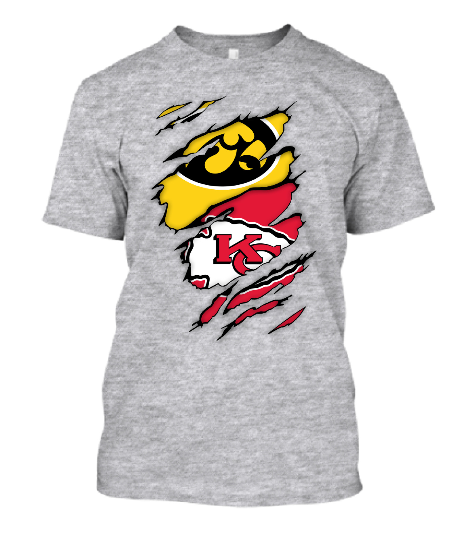 Iowa Hawkeyes Kansas City Chiefs Torn Claw Marks T-Shirt